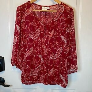 Lot of 2 Women’s Lightweight Blouses Sz L. St. John’s Bay & APT 9. Both EUC